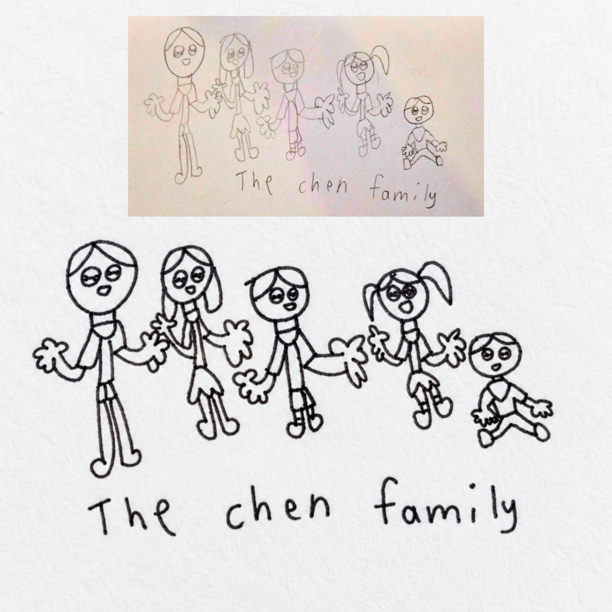 Child's Drawing Family Portrait Stamp